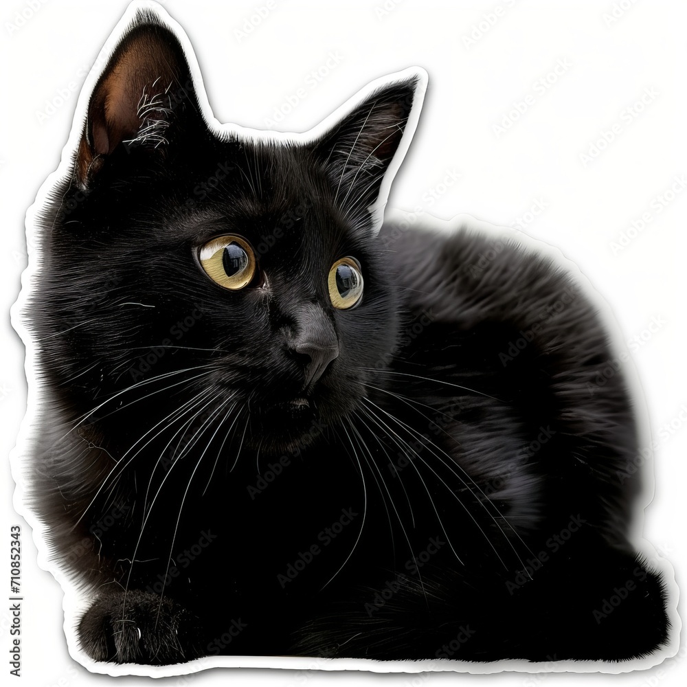 Sticker design sketch of a black cat