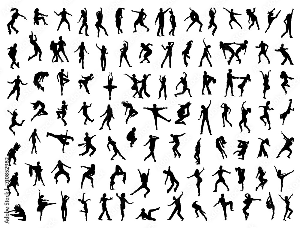 Dancers silhouette vector art white background