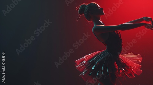 Silhouette of a ballerina with black and red background