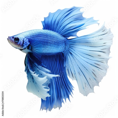 blue half moon long tail Betta fish on white background © Muhammad
