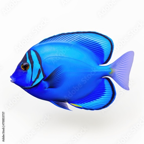 blue tang fish on white background