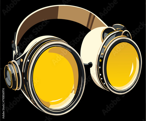 Circular steampunk goggles with brass accents vektor illustation