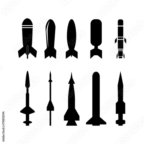 Missile bomb missile vector flat icon. Nuclear atomic warhead silhouette symbol. Vector illustration
