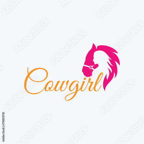 cowgirl fashion logo design vector