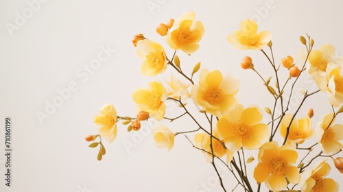 yellow blooms against a clean white backdrop.