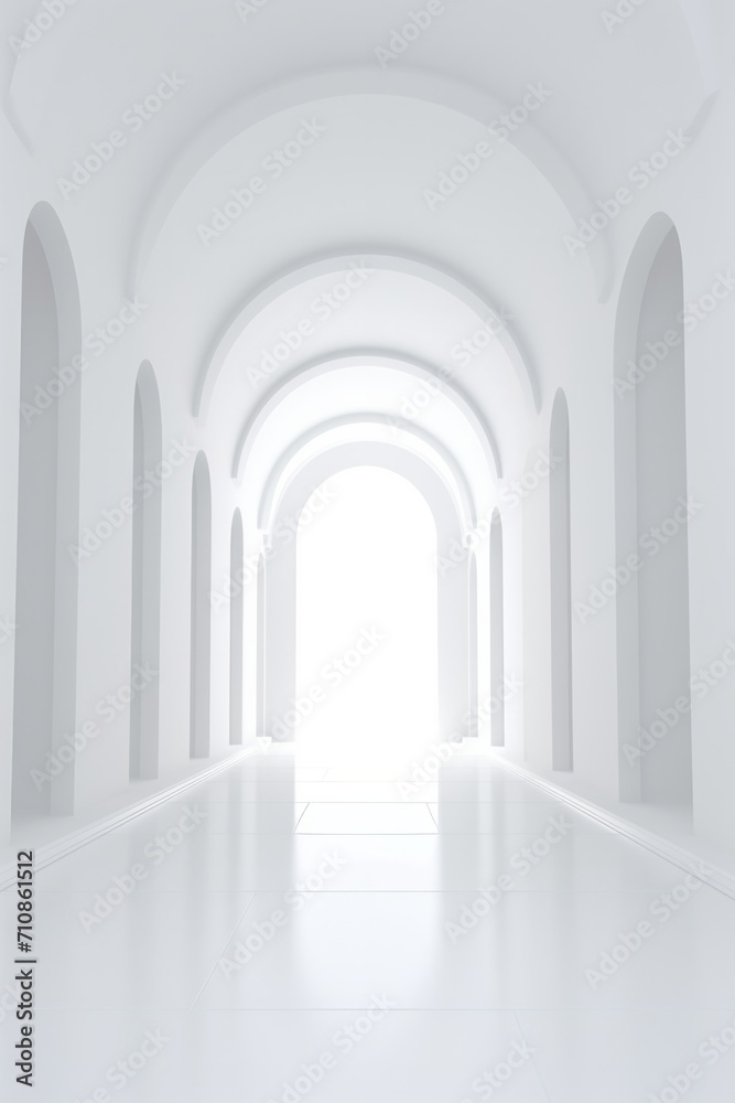 White empty interior with arches for your text or product product presentation with copy space, room mockup, white floor White empty interior with arches for your text or product product presentation with copy space, room mockup, white floor