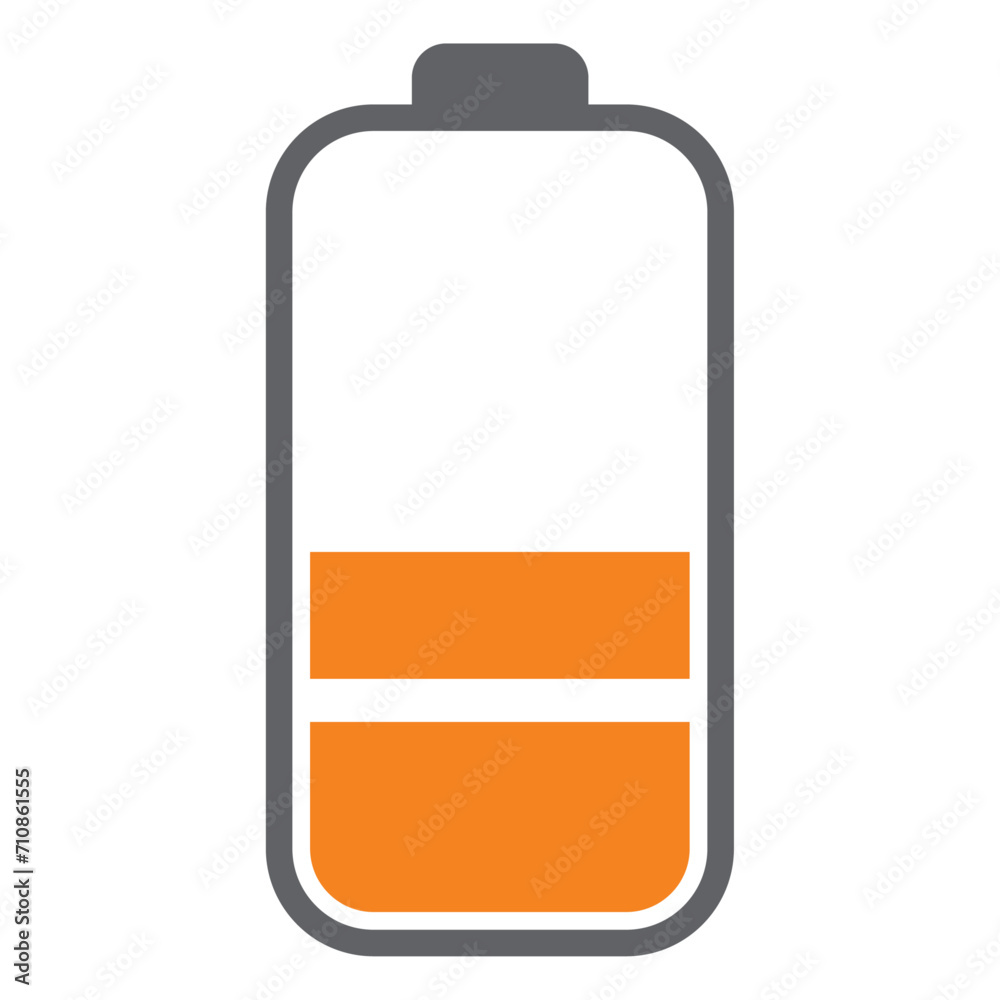 Battery vector icon. battery charge level 50%. 50% battery Charging icon Battery vector icon. battery charge level 50%. 50% battery Charging icon