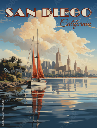 Vintage travel poster of San Diego, California
 photo
