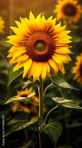 Sunflower   Helianthus annuus  isolated with sunflowers in the background