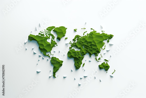 World map illustration for environment and earth day concept, ecology, cities and green forest, sustainable development goals.