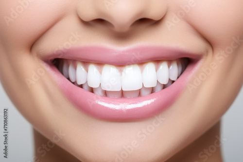 Smile makeovers teeth whitening, in the style of minimalistic compositions, spontaneous gesture, macro perspectives, light white