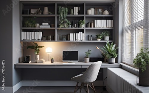 Scandi grey home office interior