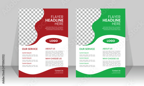 Modern leaflet design template simple & clean professional leaflet design with two color version available red & green version.