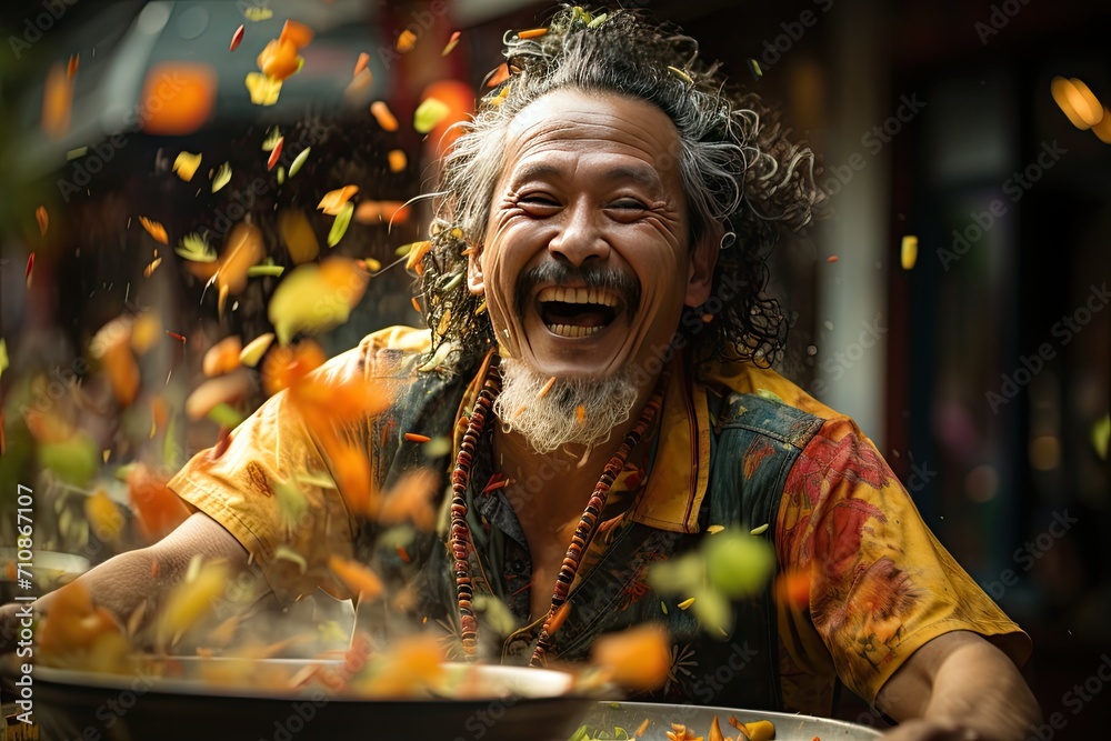 June party with typical foods and joy., generative IA