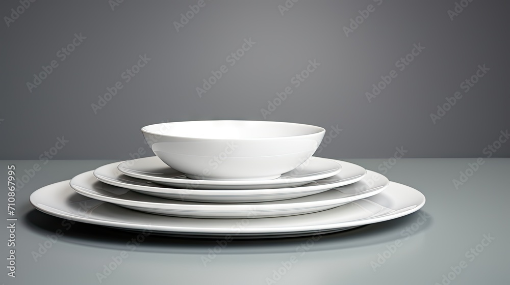 white set of plates on a clean background-elegance and sophistication captured in minimalist design, perfect for showcasing culinary delights white set of plates on a clean background-elegance and sophistication captured in minimalist design, perfect for showcasing culinary delights