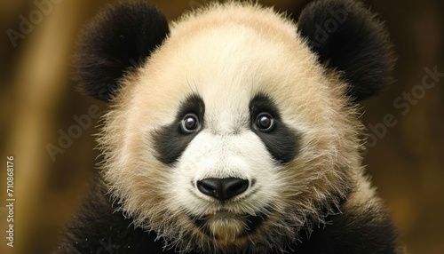 Adorable panda cub gazes at the camera with curiosity and innocence  baby animals image