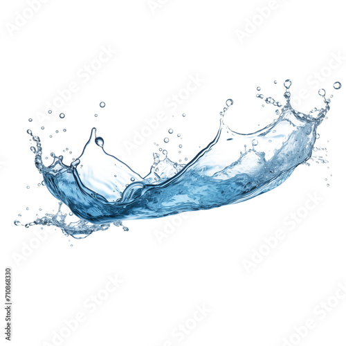 A splash of water is cut out on a transparent background. Water scatters in different directions close-up. Summer symbol. A design element to be inserted into a design or project.