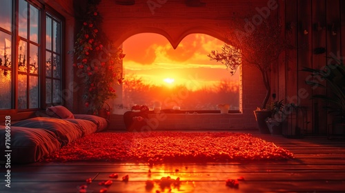 Romantic room with decoration for valentine´s day