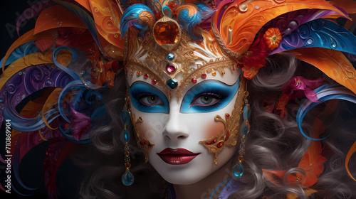 woman wearing a venetian carnival masks