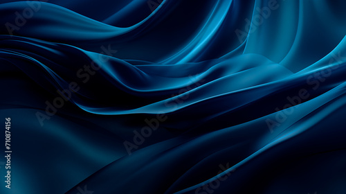 Obraz na płótnie Trendy dark blue abstract background with floating blue fabric wave. Silk satin. Shiny fabric elegant luxury background. Liquid wave effect. w salonie