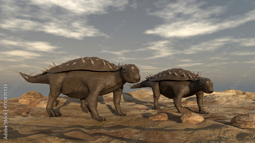 Fototapeta premium 3d illustration of Acanthopholis dinosaurs (Cretaceous)