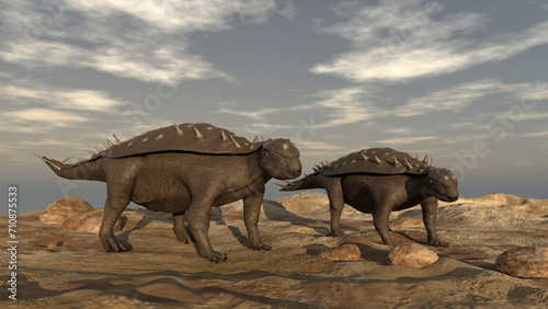 3d illustration of  Acanthopholis dinosaurs (Cretaceous) © anibal