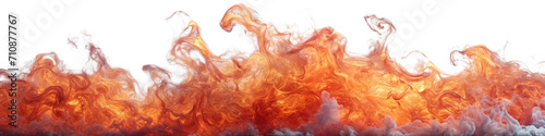 Fire flames burning isolated on white transparent, wide panorama, PNG © Rawf8