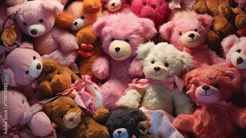 Illustrate a love letter buried in a pile of soft, plush teddy bears.