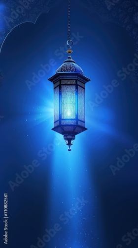 Eid Mubarak Celebration Lantern. A Lantern Amidst Simple Islamic Artistry Ramadhan Month With a lot of Copy Space