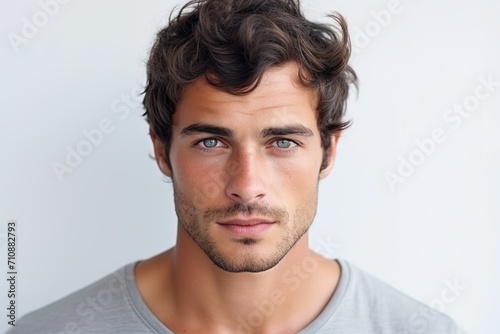 Portrait of young handsome man on white background