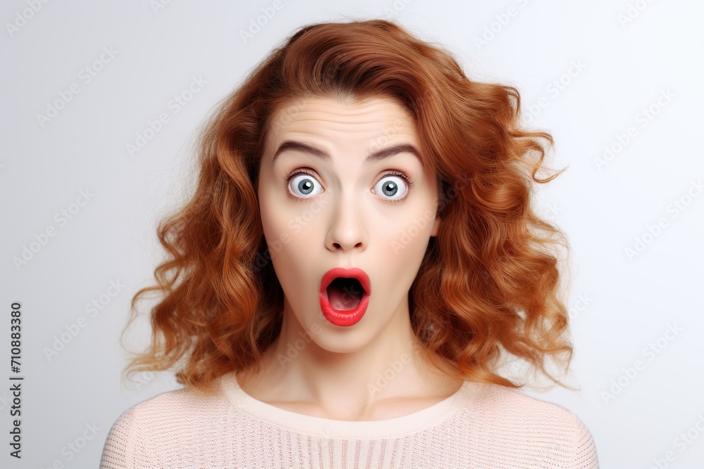 Portrait of young surprised woman on white background Portrait of young surprised woman on white background