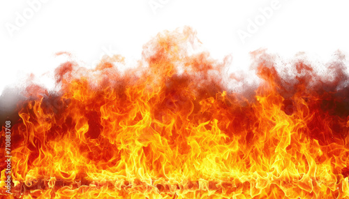 Fire flames burning isolated on white transparent, PNG