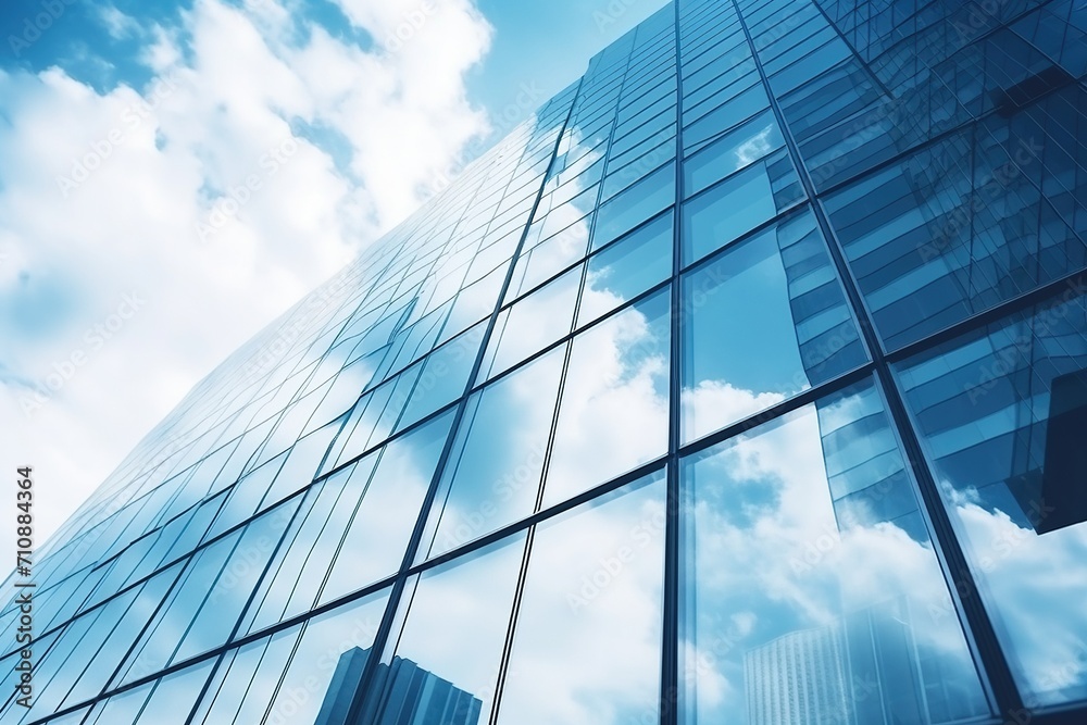 Impressive Skyscraper of Glass and Steel with Blue Sky
