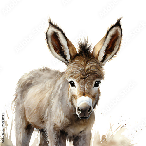donkey isolated against transparent background in watercolor design