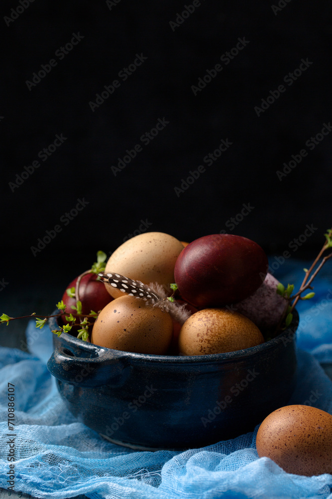 Still life with eggs and flowers
