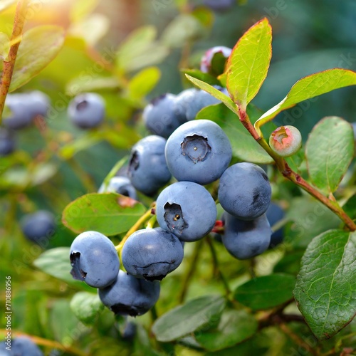 Juicy Blueberry Dawn: Ripe Berries Illuminated by the Morning Sun photo