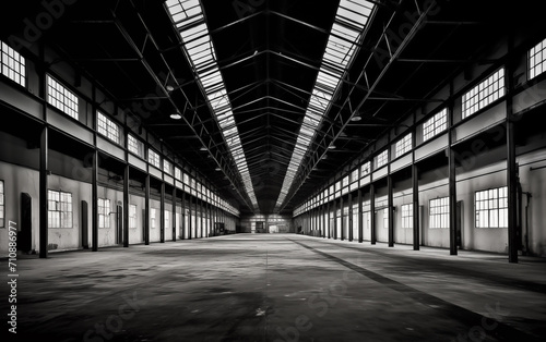 an empty warehouse with a large floor