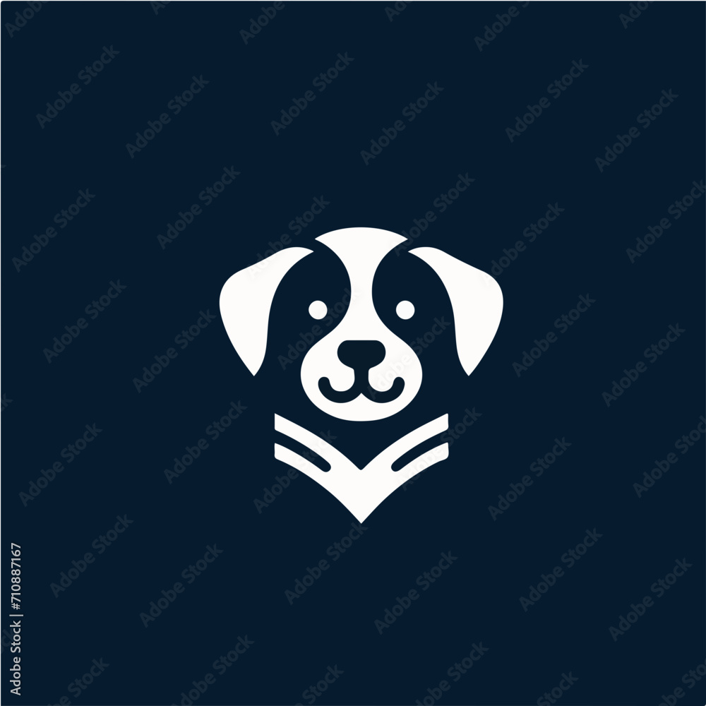 vector dog logo with a simple and minimalist flat design style