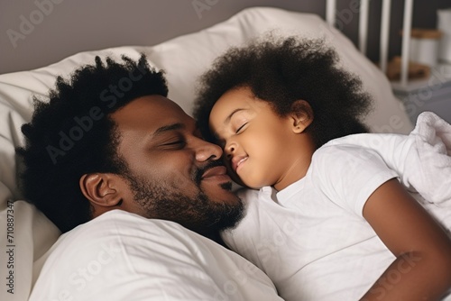 Father and daughter sleeping together