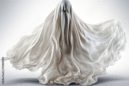 Ghost in white cloth with eyes and mouth cut out photo