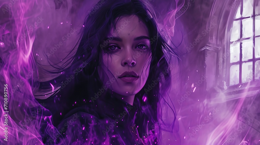 purple portrait of a witch
