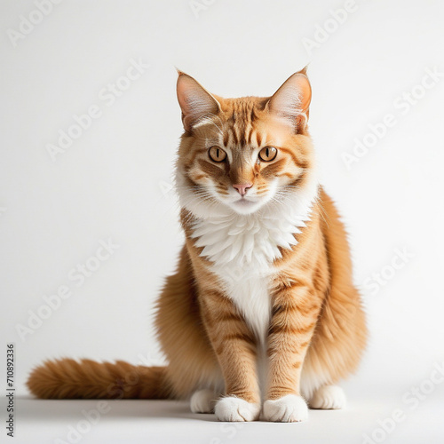 cheetoh cat isolated white background, Profile shot. ai generative