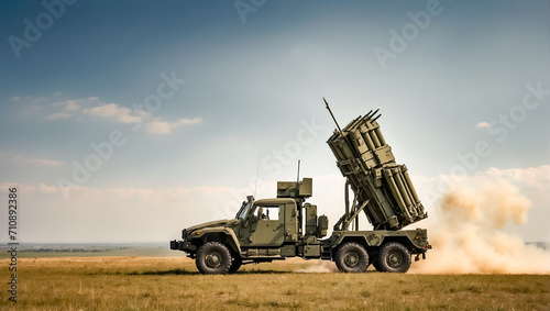 defense system Patriot in the field, day, background