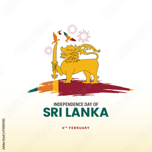 Sri Lankan Independence Day. Sri Lanka Day Defense Concept. Template for background, banner, card, and poster. Editable Vector illustration. National Day of Sri Lanka