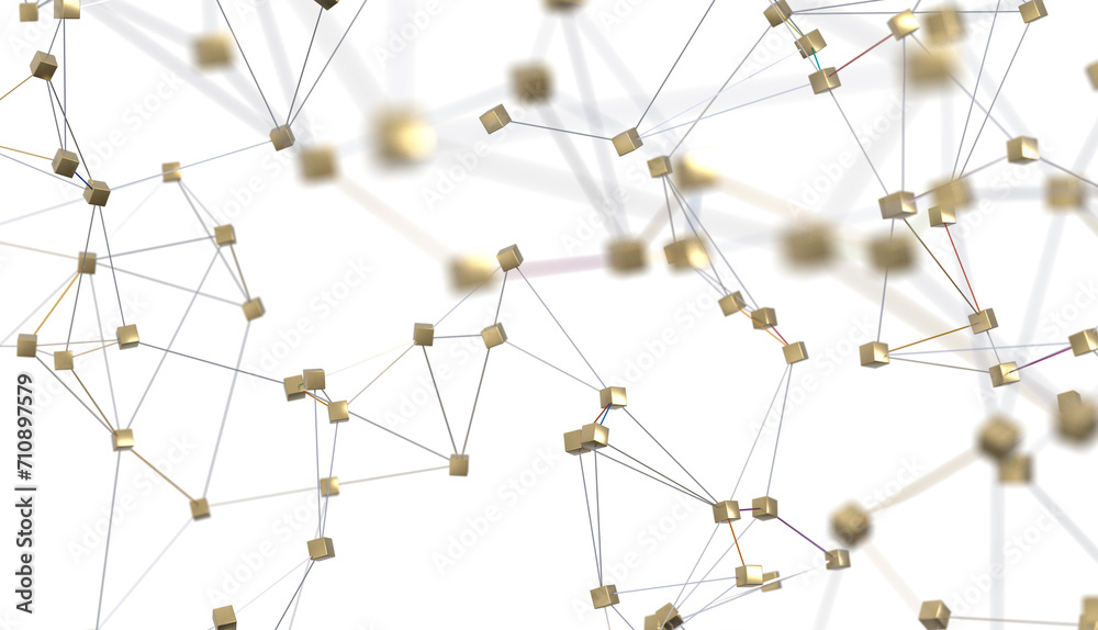 Abstract connected dots and lines. Concept of AI technology, Motion of digital data flow.