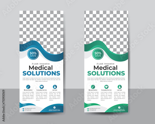 Modern healthcare and medical roll up design,colorful marketing pull up advertisement retractable banner design in illustrator