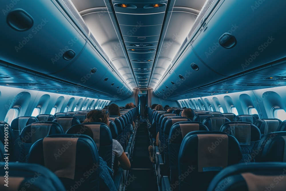 airplane interior during flight 