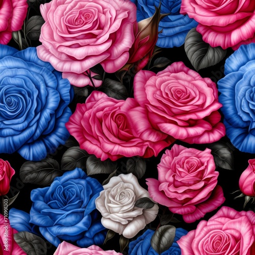 Beautiful and intricate seamless floral fabric pattern background with vibrant colors