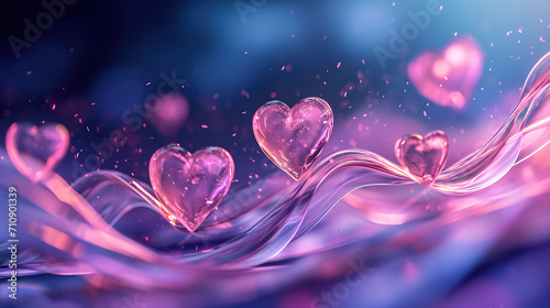Valentines day background with transparent hearts.	
 photo