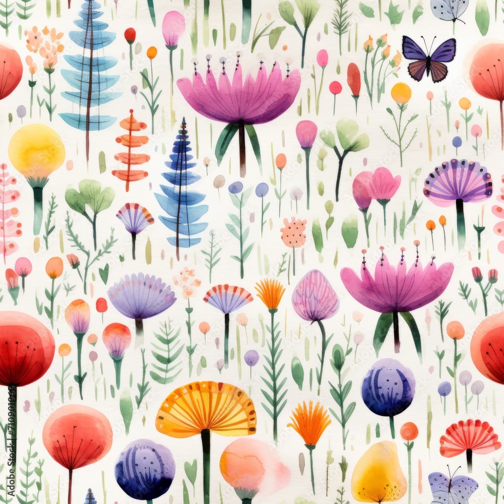 Beautiful spring blossoms seamless pattern   hand painted watercolor background vector illustration